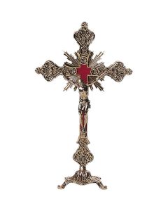 Standing Gold Metal Crucifix