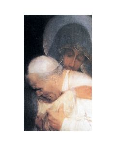 Mary Embracing Pope Holy Card