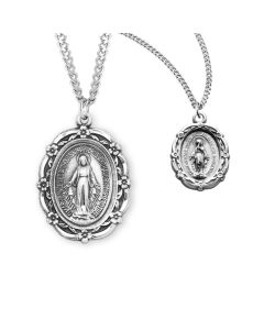 Miraculous Medal with Flower Border