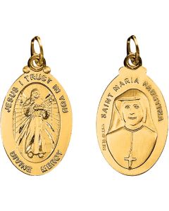 14Kt Divine Mercy/St Faustina Medal
