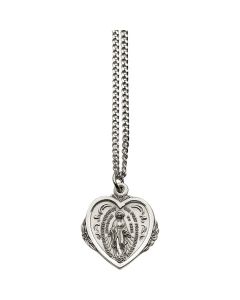 SS Heart Miraculous Medal w/ 20" Chain