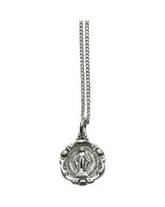 SS Petite Round Miraculous Medal w/ 18" Chain