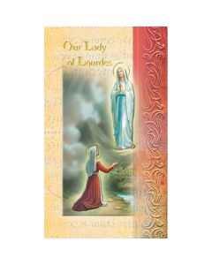 OL Lourdes Mini Lives of the Saints Holy Card
