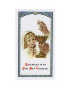 Communion Girl with Chalice Holy Card