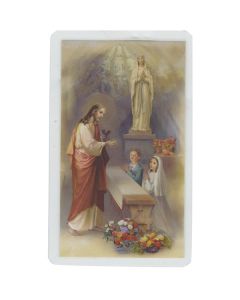 Christ with Boy and Girl Communion Holy Card