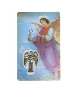 St Gabriel Devotional Holy Card with Medal