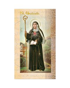 St Gertrude Mini Lives of the Saints Holy Card