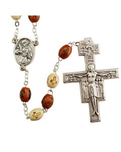 Two-Tone Wood Tau Rosary