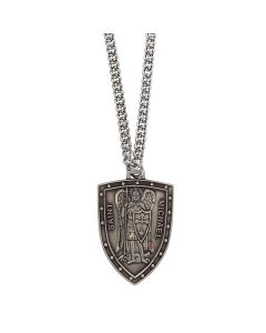 Sterling Silver Large St Michael Shield Medal