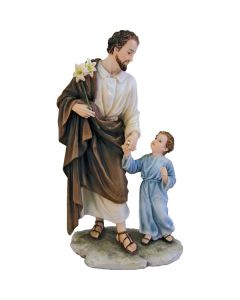 8" St Joseph and Child Colored Veronese Statue