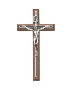 Walnut Black Overlay Crucifix