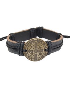 Leather St Benedict Rope Bracelet