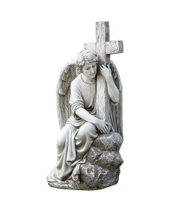 Male Angel with Cross Outdoor Statue