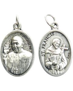 St Francis and Pope Francis Oxidized Medal
