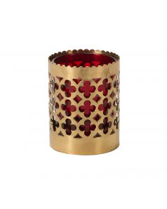 Brass Candle Holder With Red Glass Votive
