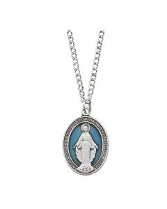 Sterling Silver Blue Miraculous Medal