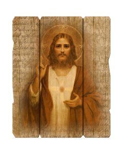 Sacred Heart Rustic Wood Wall Plaque