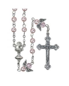 Pink Imitation Pearl Rosary