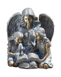Seated Angel With Children Outdoor Statue