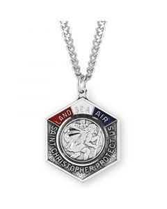 Sterling Silver St Christopher Military Medal