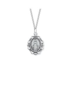 Sterling Silver Scalloped Miraculous Medal