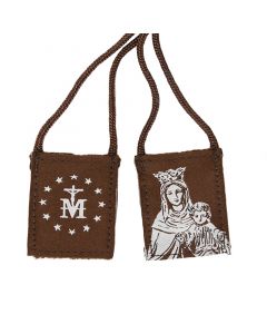 Our Lady of Mount Carmel Paracord Scapular - Brown and Cream