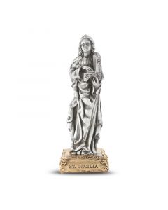 St Cecilia Pewter Patron Saint Statue