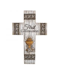 Distressed First Communion Wall Cross