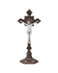 St Benedict Two Tone Crucifix With Base