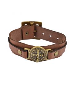 Leather St Benedict Bracelet