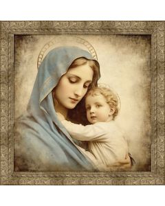Antique Madonna and Child Picture