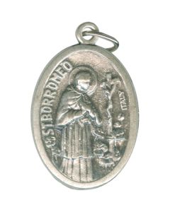 Charles Borromeo Oval Oxidized Medal