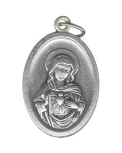 Immac Heart of Mary Oval Oxidized Medal