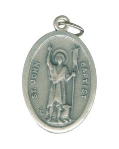 John the Baptist Oval Oxidized Medal