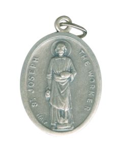 Joseph the Worker Oval Oxidized Medal