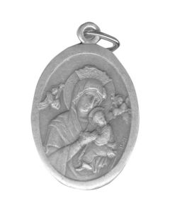 OL Perpetual Help Oval Oxidized Medal