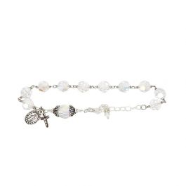 Sterling Silver Swarovski Crystal Rosary Bracelet | Leaflet Missal
