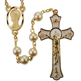 Pearl Holy Mass Rosary | Deluxe Medal & Crucifix | Leaflet Missal