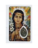 St Kateri Devotional Holy Card with Medal