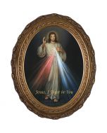 OVAL DIVINE MERCY FRAMED CANVAS PICTURE 