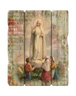 Our Lady Of Fatima Rustic Wood Wall Plaque