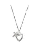 Crystal Heart and Cross Pendant