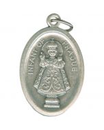 Infant of Prague Oval Oxidized Medal