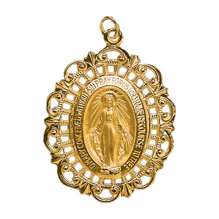 14kt Gold Filigree Miraculous Medal Leaflet Missal