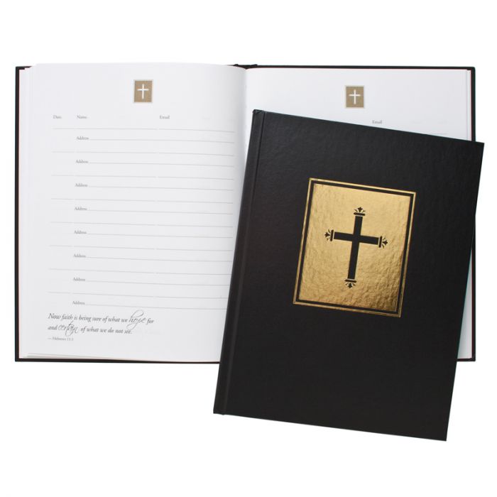 Custom Funeral Guest Book Choice of Color Church Memorial Cross Religious Sign 